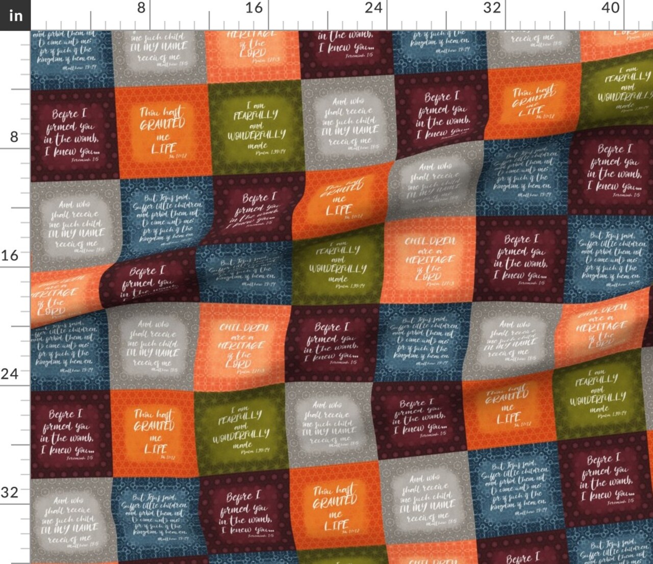 Various Fabrics by the Yard or Fat Quarter Bible Verse Wholecloth Cheater Quilt Baby Christian Bible Verse Patchwork Quilt Topper Custom Printed Fabric by Spoonflower